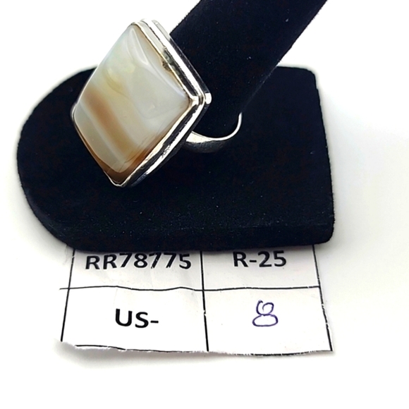 NEW 925 Silver Plated Botswana Agate Natural Gemstone Ring Size US 8 Chakra - Picture 2 of 7